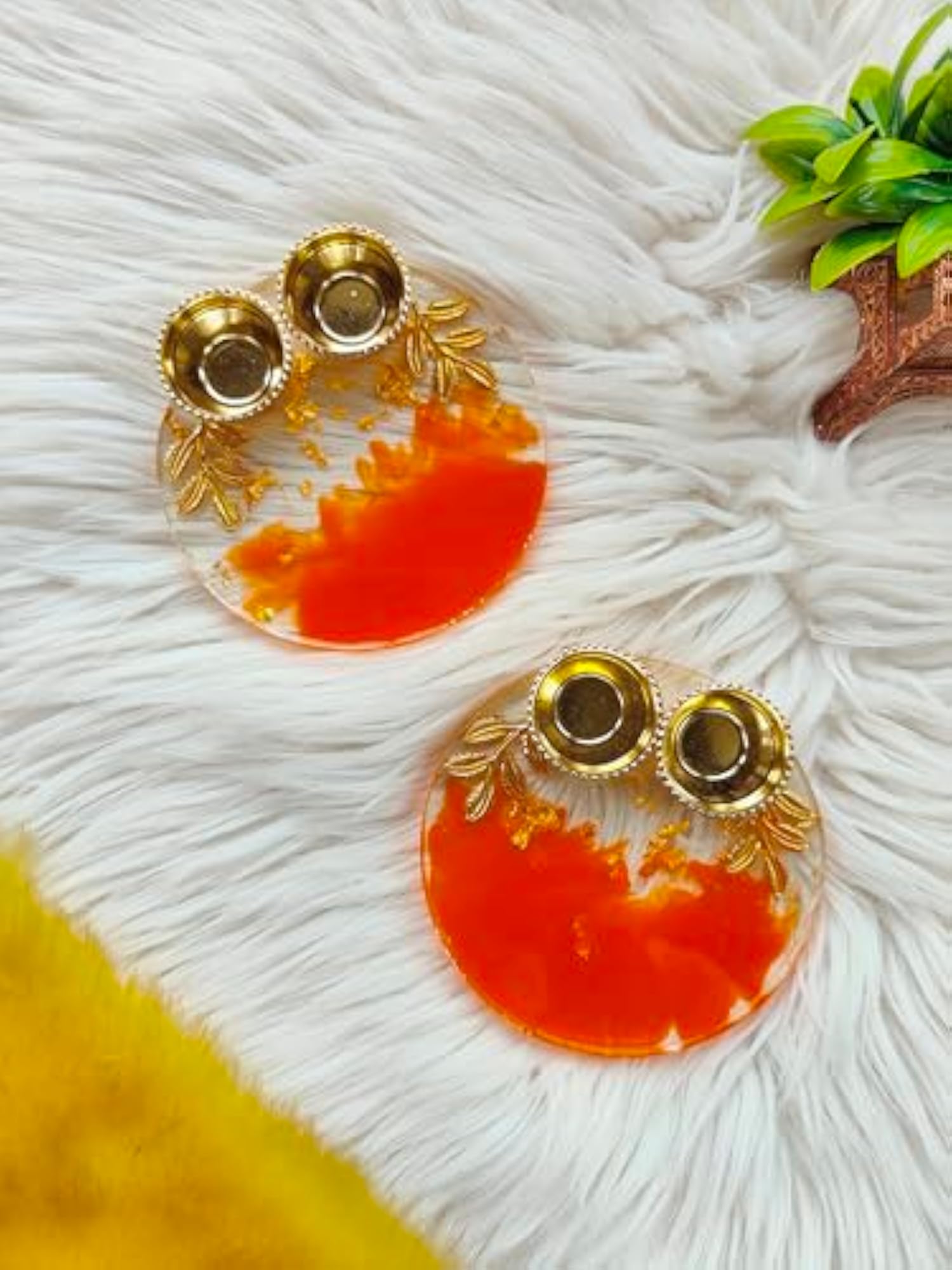Resin Pooja Plate with Two KATORIS, 4 Inches